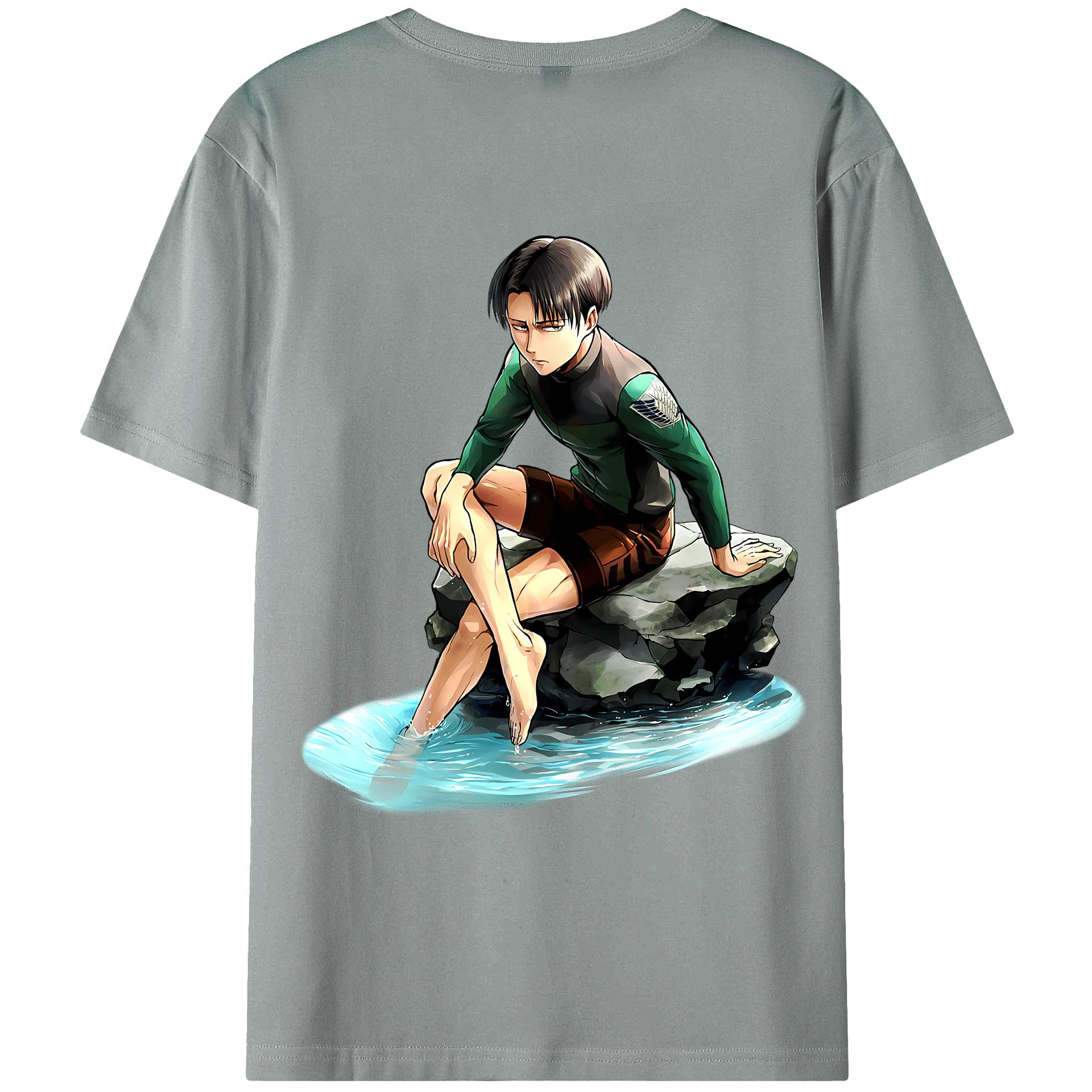 （画像用） 進撃の巨人 リヴァイ·アッカーマン Attack on Titan Levi Ackerman 綿100％ メンズ半袖Tシャツ（バックプリント） 通気性
